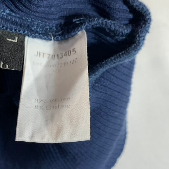 MOTF Women's Navy Sleeveless Ribbed Mock Neck Crop Top SZ L - Picture 9 of 10